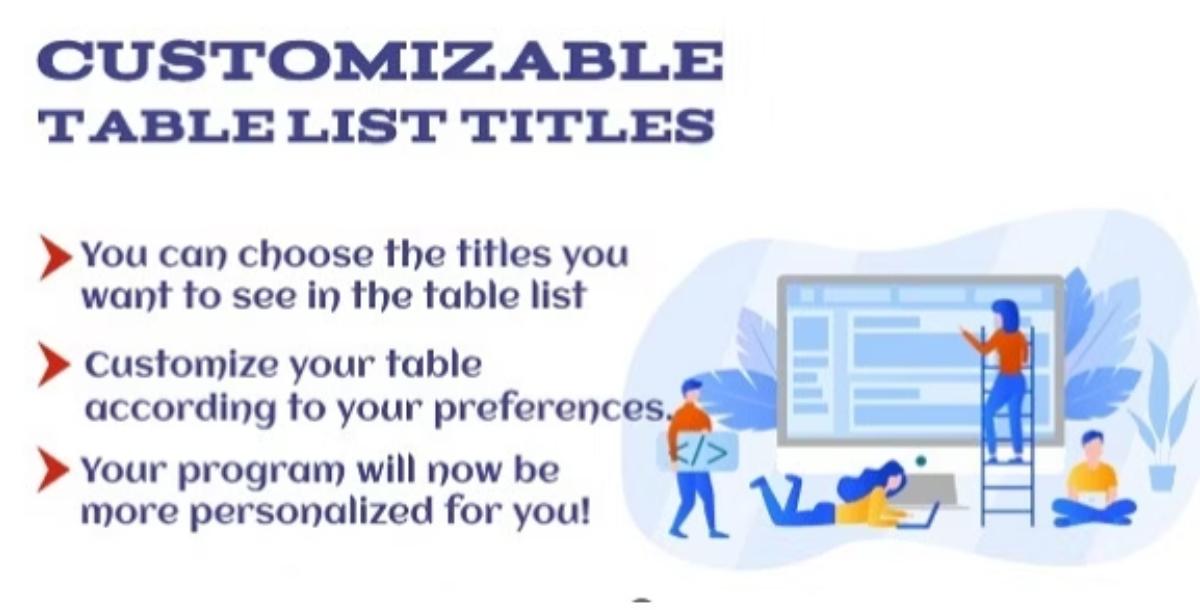 Adjustable Table List Headings For PerfexCRM
